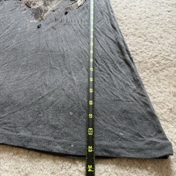 Religion London Goth Grunge Distressed Longline Tunic Top XS Graphic Bird Heart - Picture 9 of 10